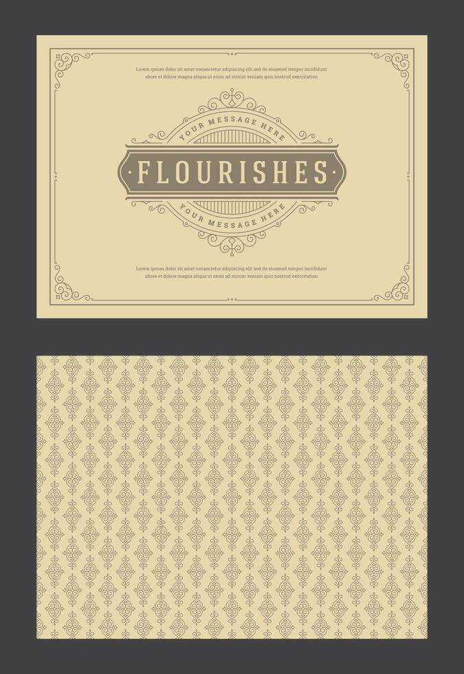 Vintage ornament greeting card calligraphic ornate swirls and vignettes frame design template vector