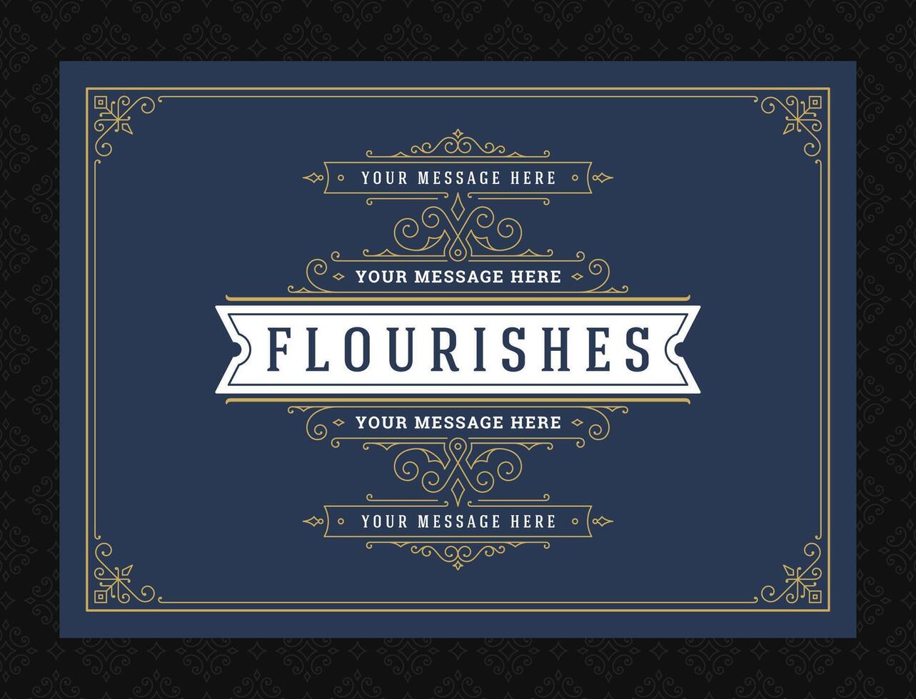 Vintage ornament greeting card calligraphic ornate swirls and vignettes frame design template vector