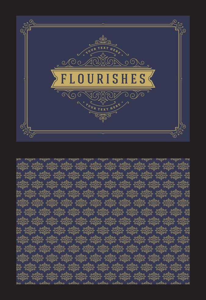 Vintage ornament greeting card calligraphic ornate swirls and vignettes frame design template vector