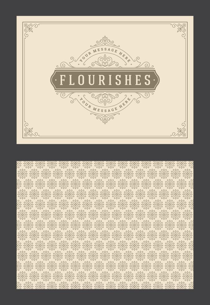 Vintage ornament greeting card calligraphic ornate swirls and vignettes frame design template vector