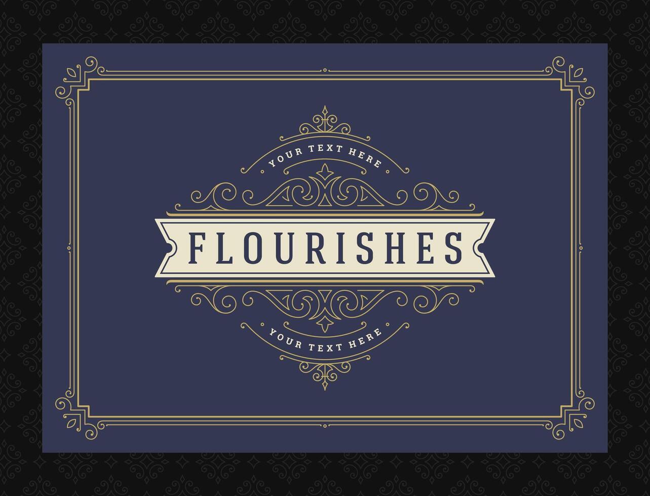 Vintage ornament greeting card calligraphic ornate swirls and vignettes frame design template vector