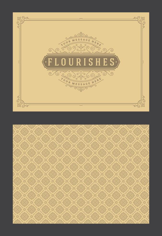 Vintage ornament greeting card calligraphic ornate swirls and vignettes frame design template vector
