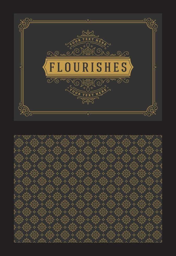 Vintage ornament greeting card calligraphic ornate swirls and vignettes frame design template vector