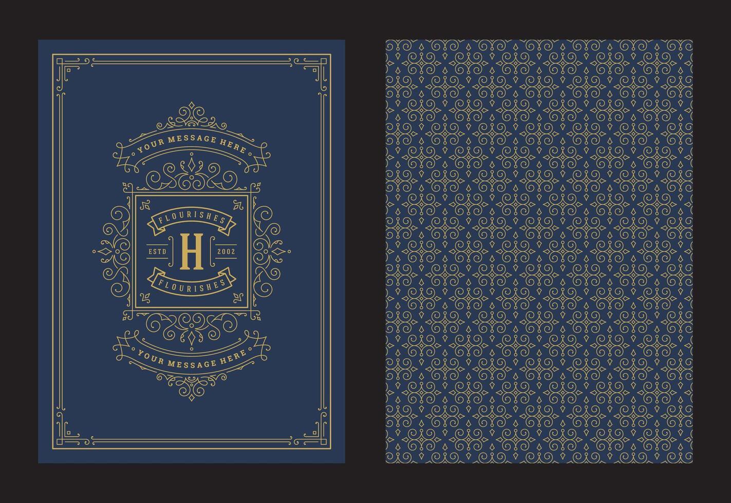 Vintage ornament greeting card calligraphic ornate swirls and vignettes frame design template vector