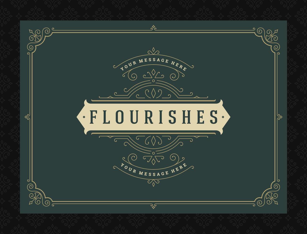 Vintage ornament greeting card calligraphic ornate swirls and vignettes frame design template vector