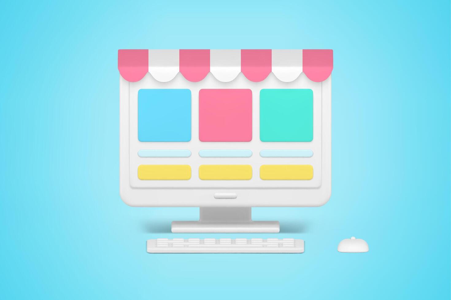 Online store on website 3d icon. Digital sales and retail purchases vector