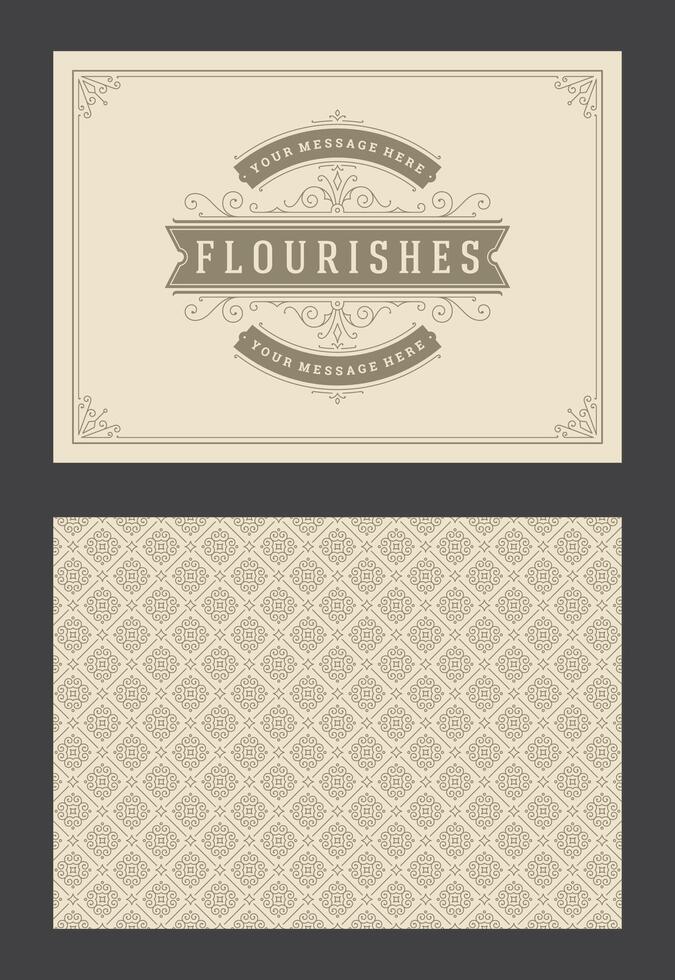 Vintage ornament greeting card calligraphic ornate swirls and vignettes frame design template vector