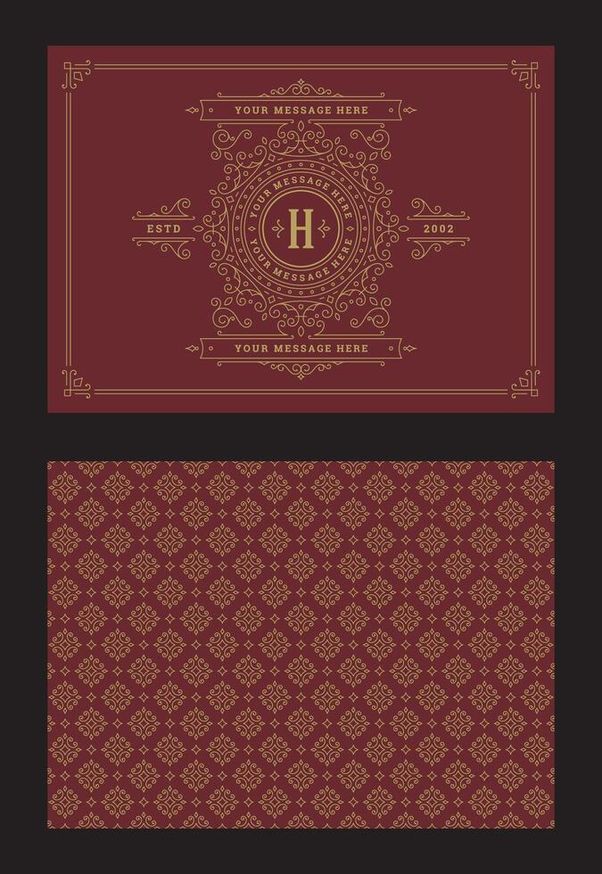 Vintage ornament greeting card calligraphic ornate swirls and vignettes frame design template vector