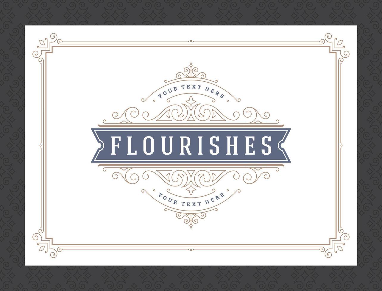 Vintage ornament greeting card calligraphic ornate swirls and vignettes frame design template vector