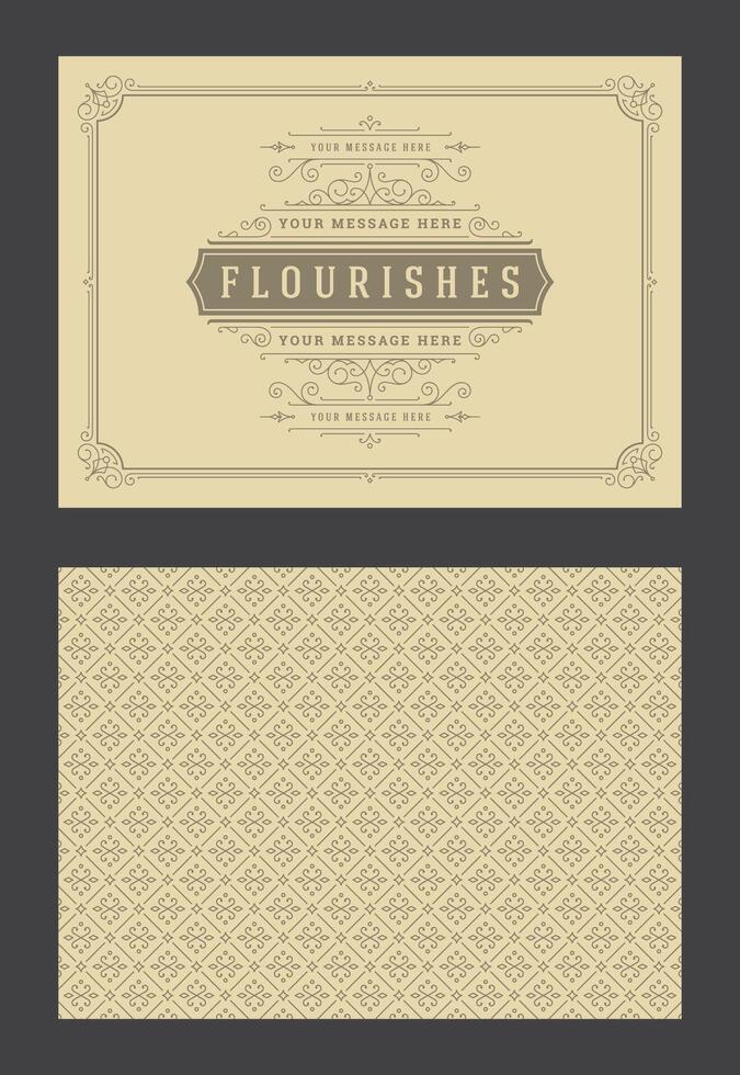 Vintage ornament greeting card calligraphic ornate swirls and vignettes frame design template vector