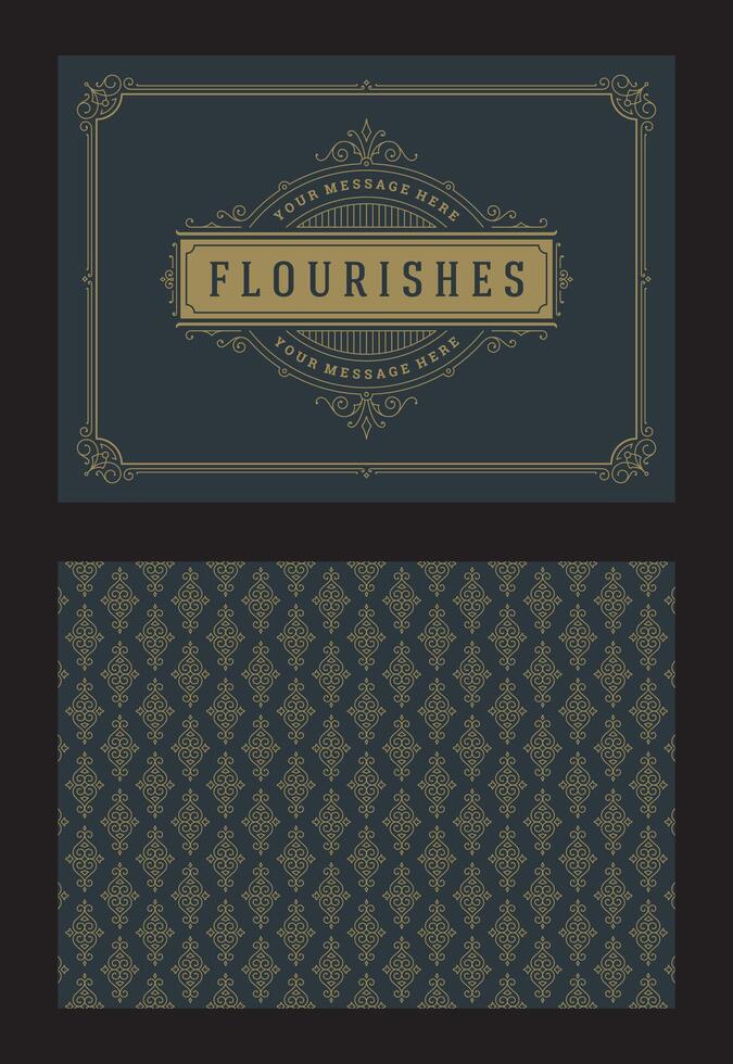 Vintage ornament greeting card calligraphic ornate swirls and vignettes frame design template vector