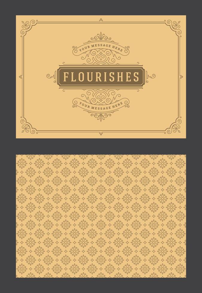 Vintage ornament greeting card calligraphic ornate swirls and vignettes frame design template vector