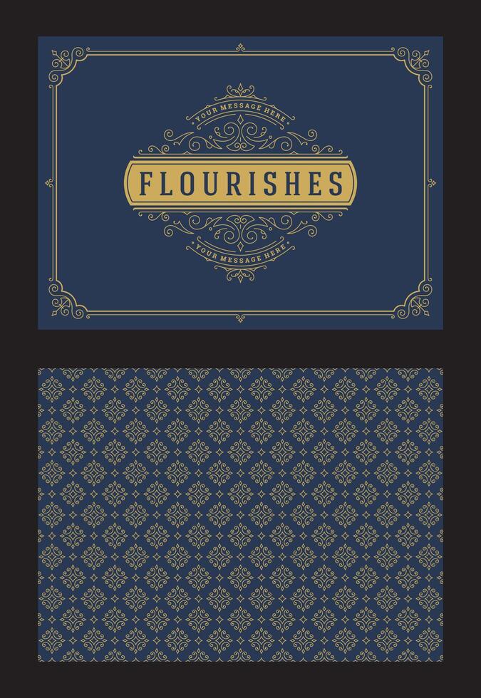 Vintage ornament greeting card calligraphic ornate swirls and vignettes frame design template vector