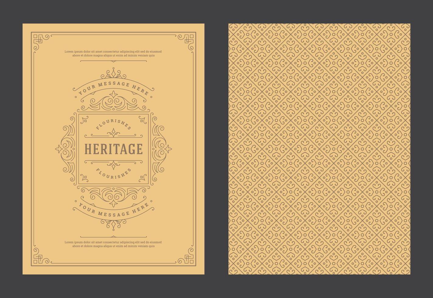 Vintage ornament greeting card calligraphic ornate swirls and vignettes frame design template vector