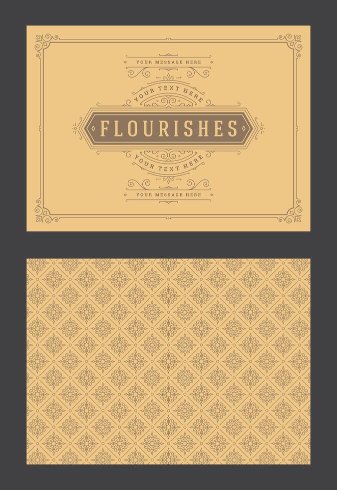 Vintage ornament greeting card calligraphic ornate swirls and vignettes frame design template vector