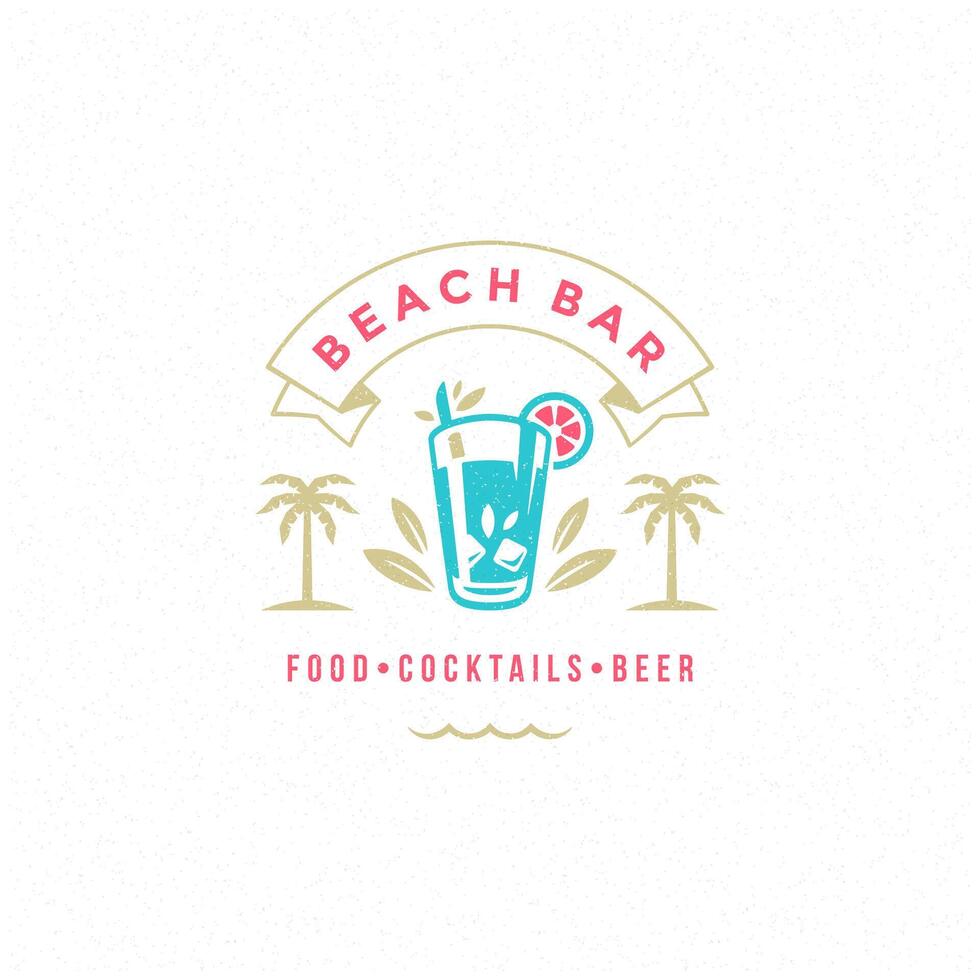 Summer beach bar label or badge typography slogan design f vector
