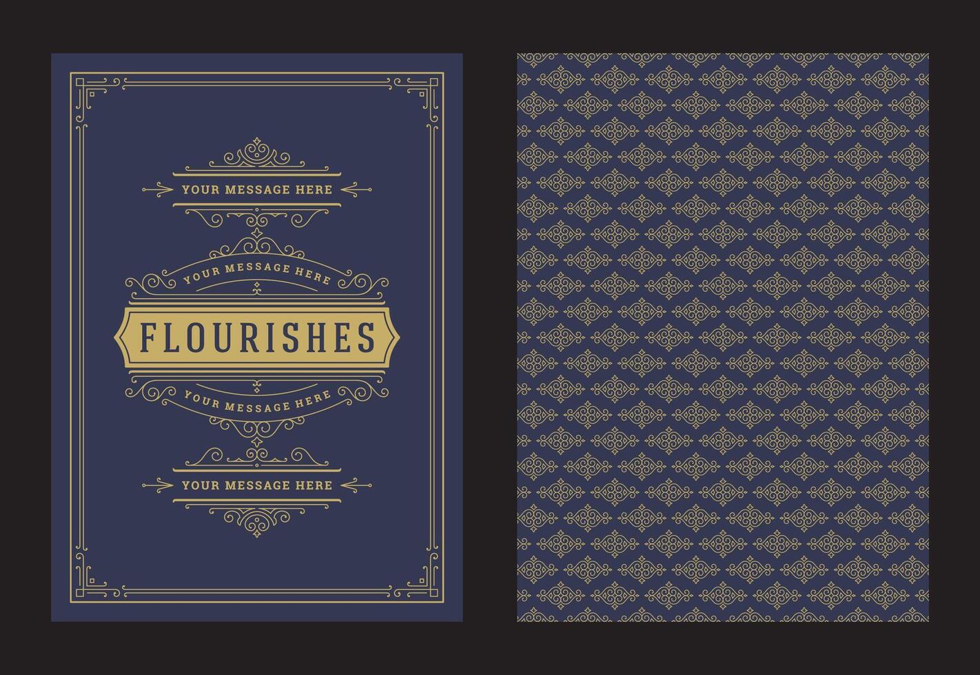 Vintage ornament greeting card calligraphic ornate swirls and vignettes frame design template vector
