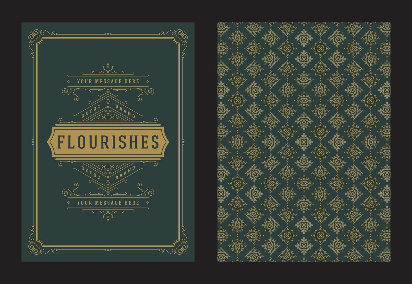 Vintage ornament greeting card calligraphic ornate swirls and vignettes frame design template vector
