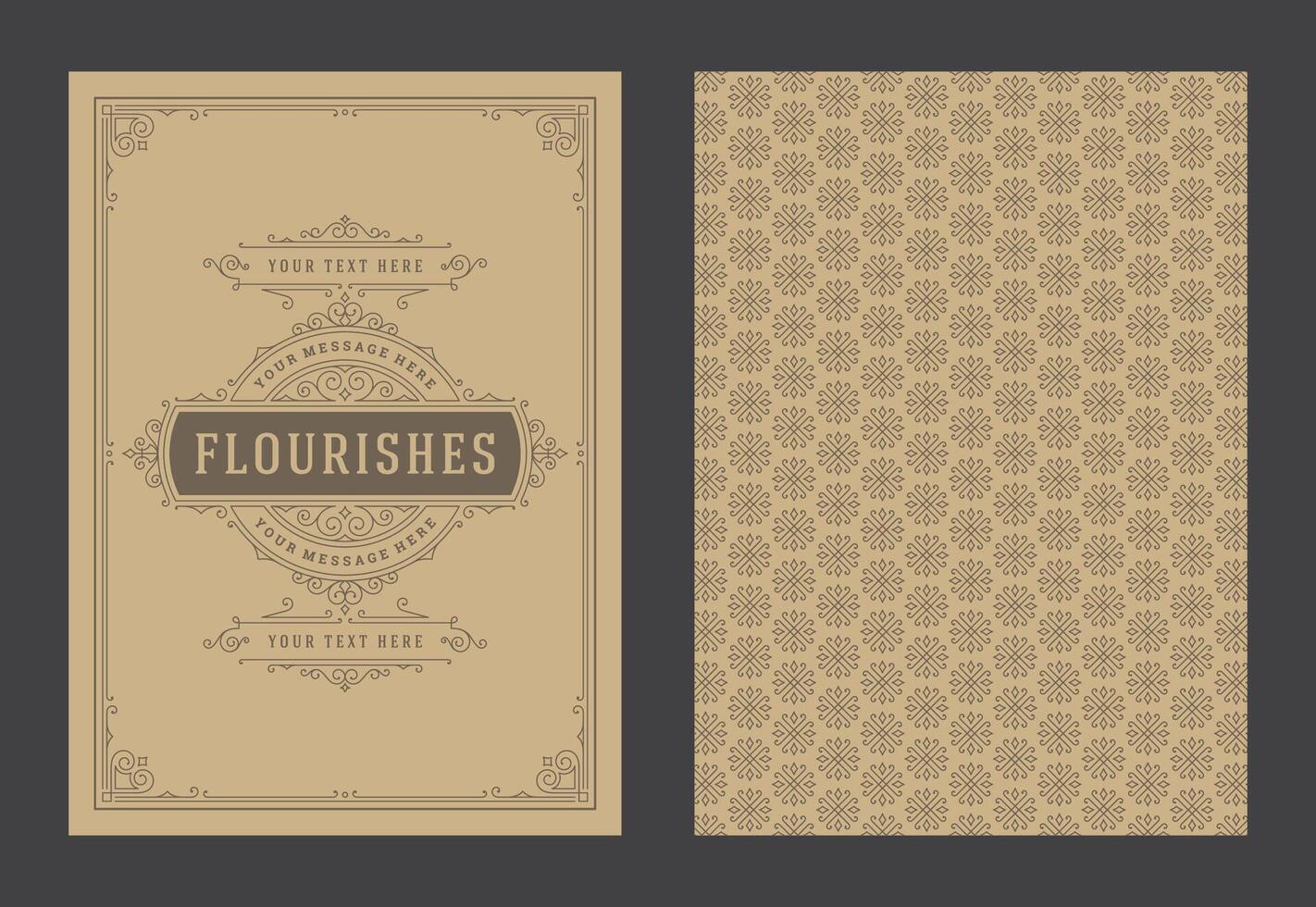 Vintage ornament greeting card calligraphic ornate swirls and vignettes frame design template vector