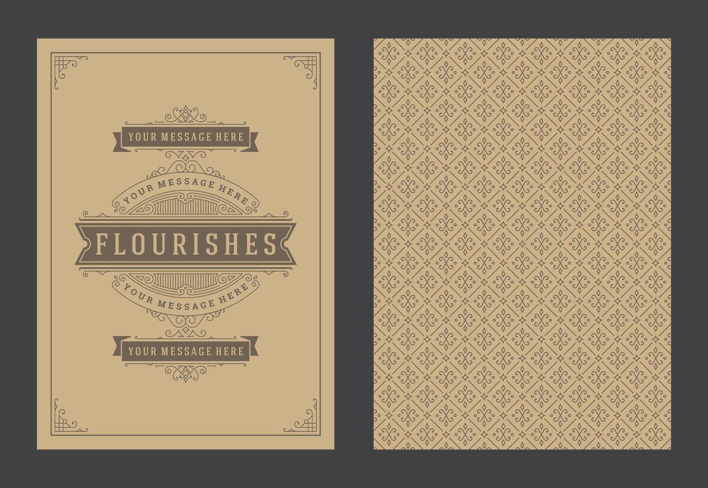 Vintage ornament greeting card calligraphic ornate swirls and vignettes frame design template vector
