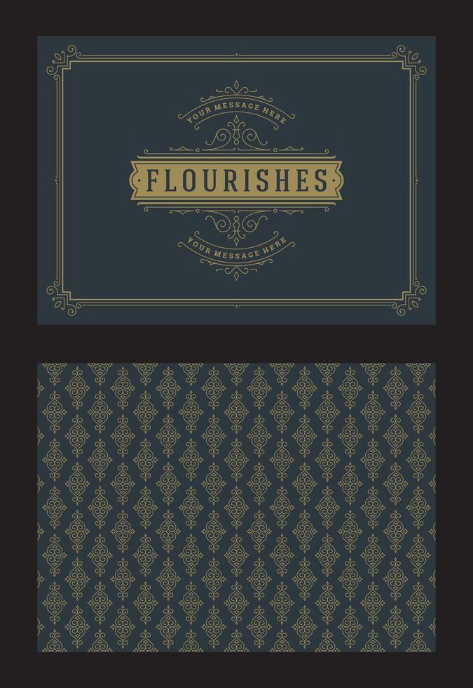 Vintage ornament greeting card calligraphic ornate swirls and vignettes frame design template vector