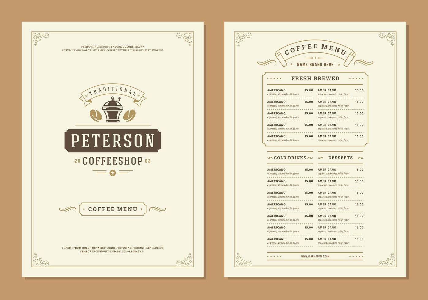 Coffee menu design brochure template Illustration vector