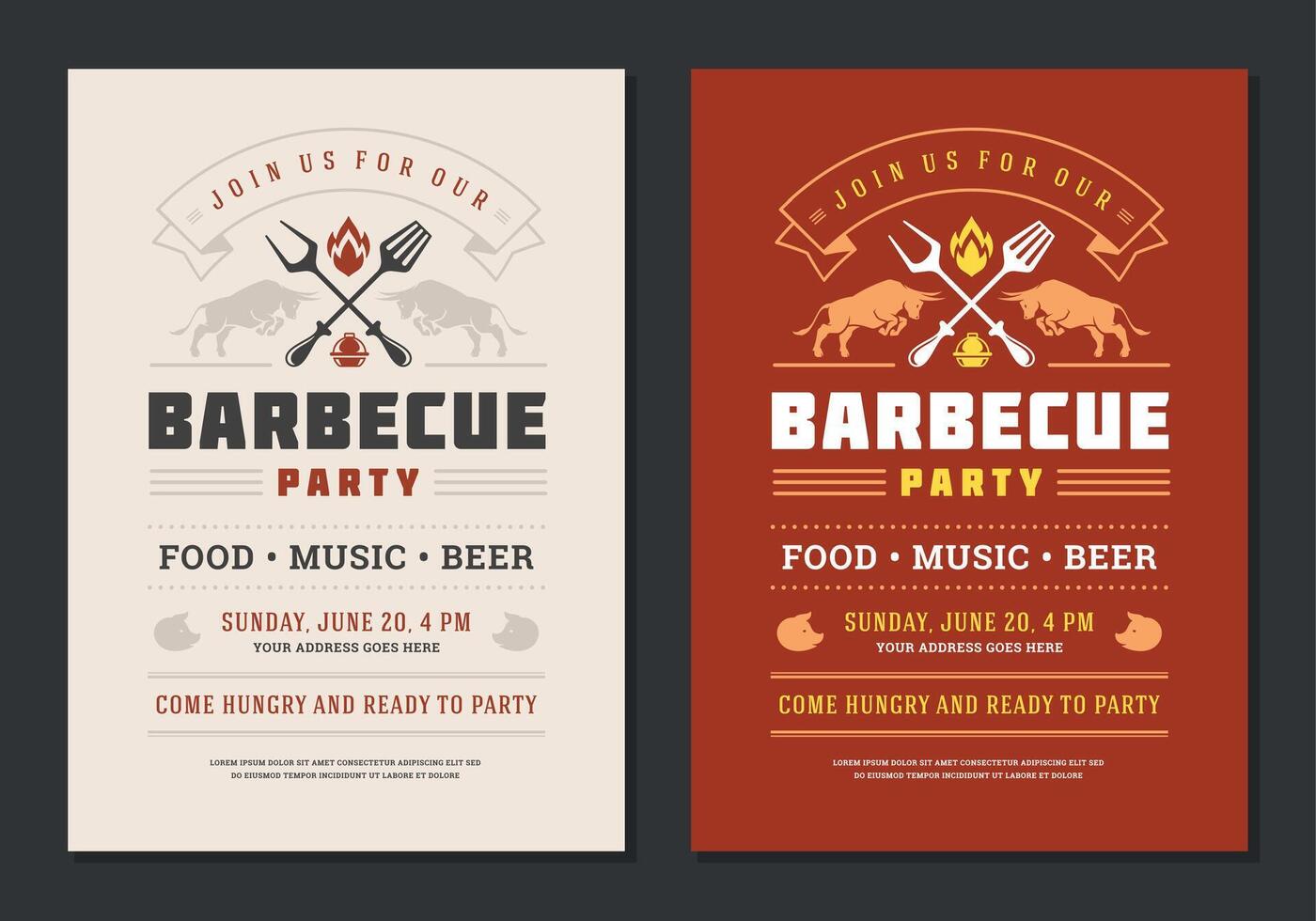 Barbecue party flyer or poster design template vector