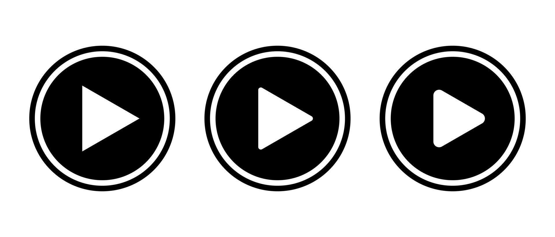 Play icon on black circle. player app concept vector