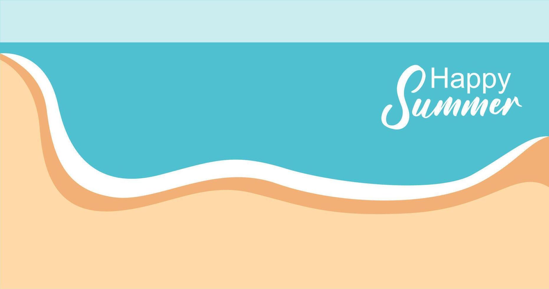 illustration of sea waves background in flat style. Summer banner template. vector