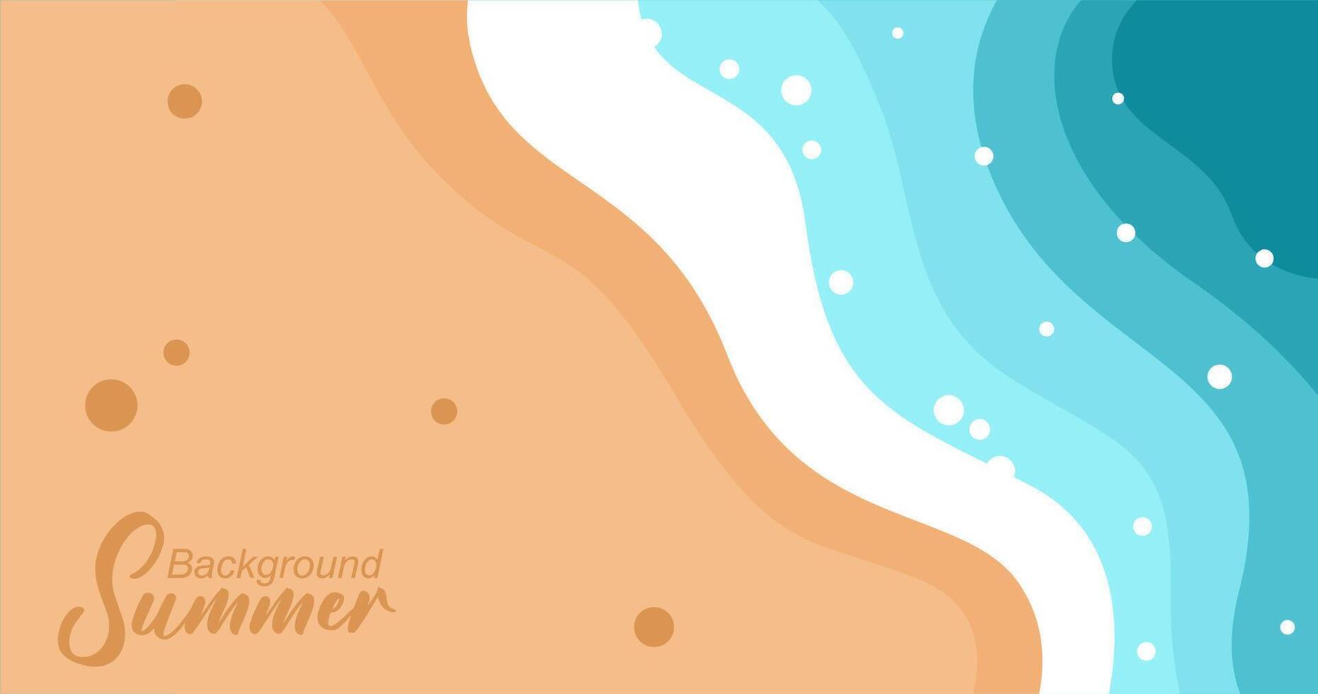 illustration of sea waves background in flat style. Summer banner template. vector