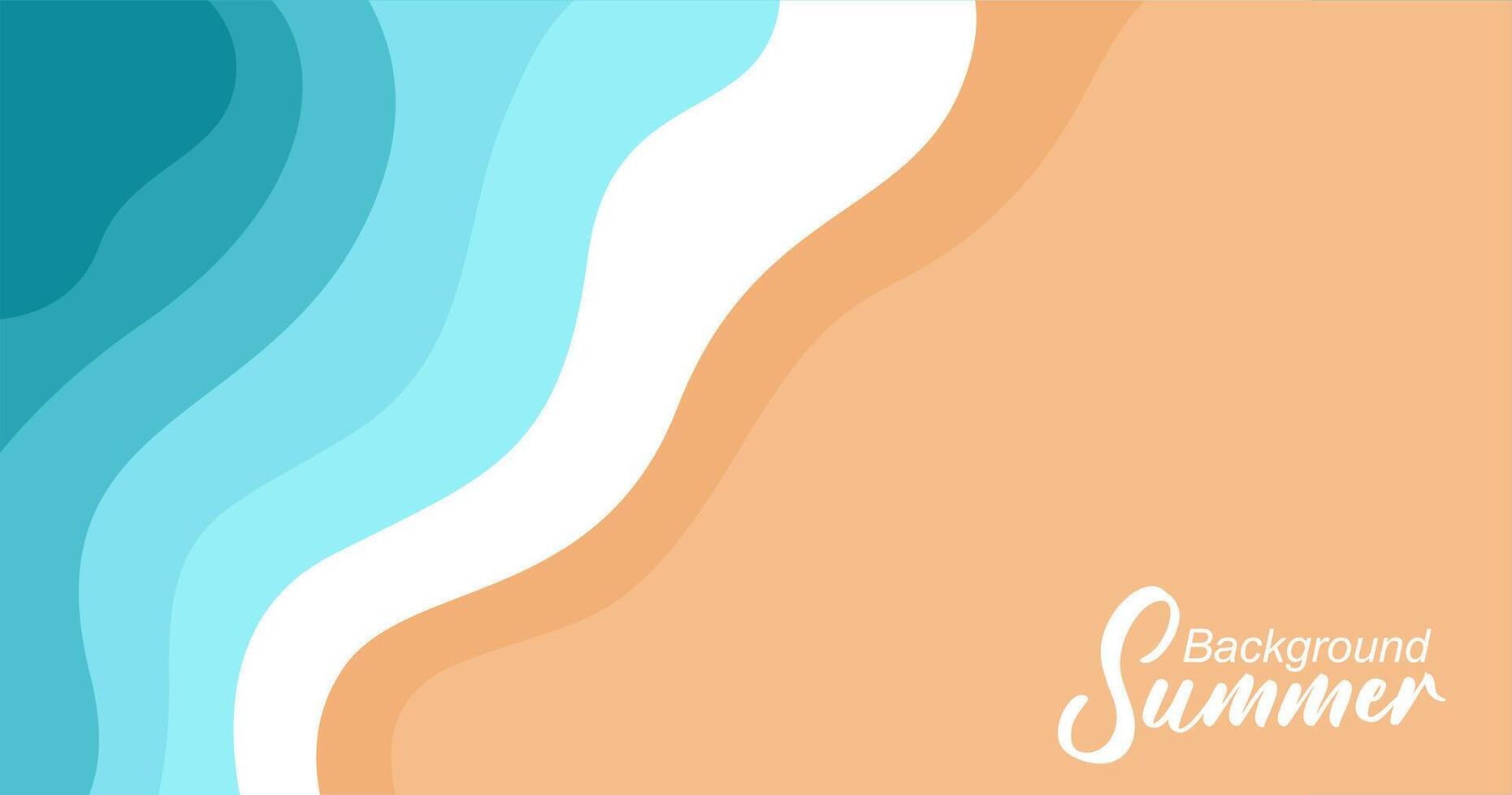 illustration of sea waves background in flat style. Summer banner template. vector