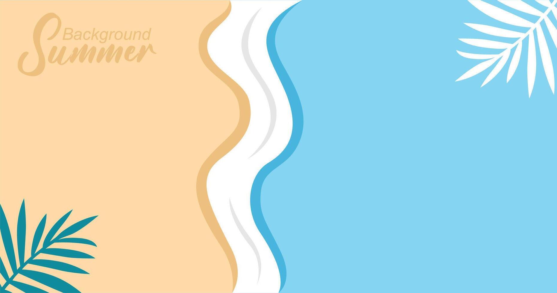 illustration of sea waves background in flat style. Summer banner template. vector