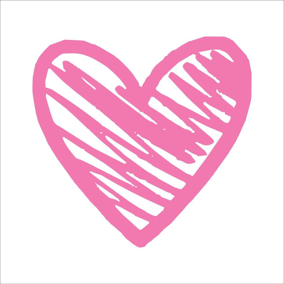 Grunge pink heart outline shape isolated on white background. Heart shape, love symbol vector