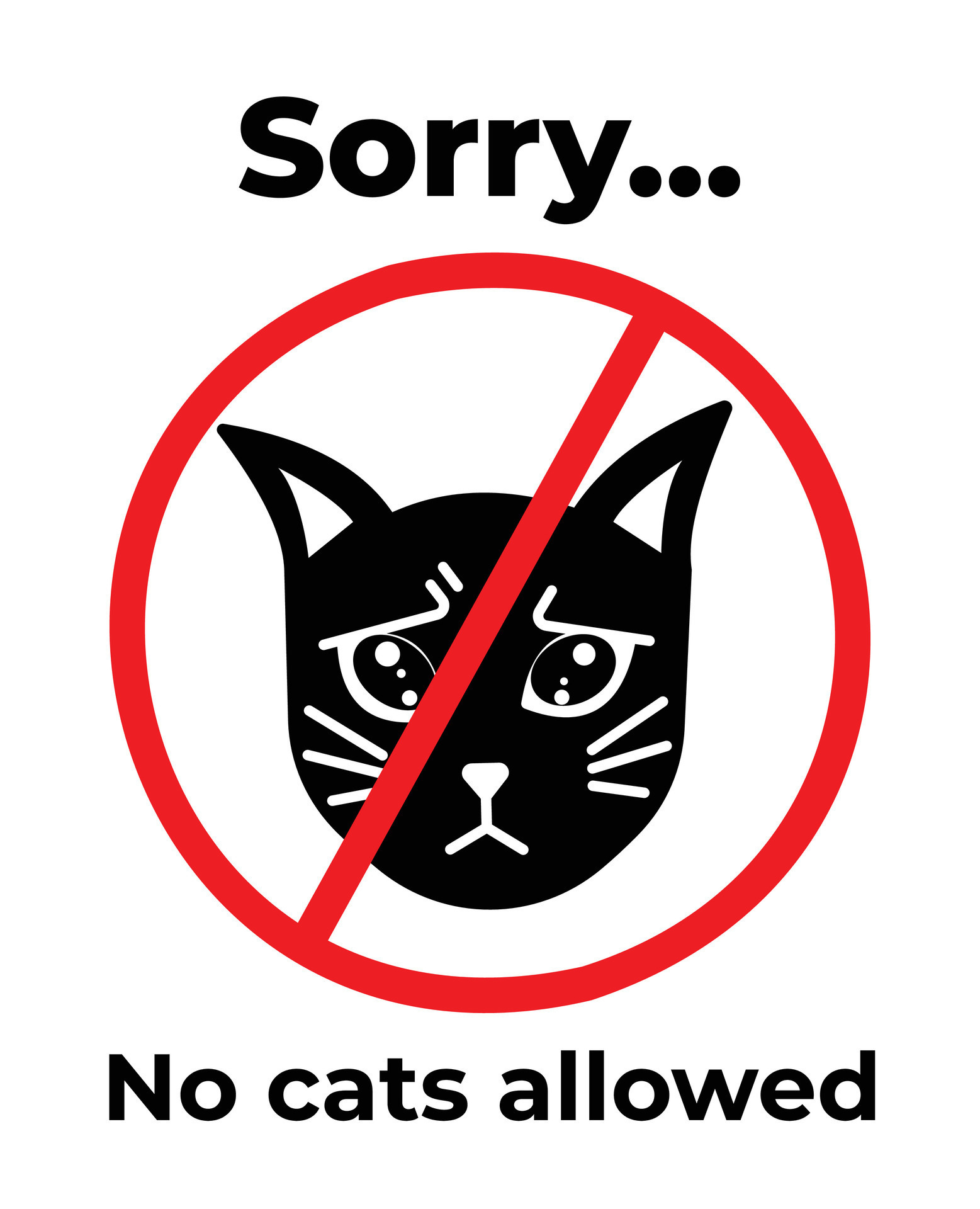 Sorry... no cats allowed sign poster banner illustration isolated on