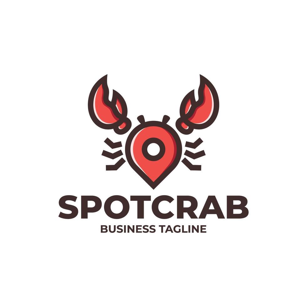 pin spot crab logo design vector