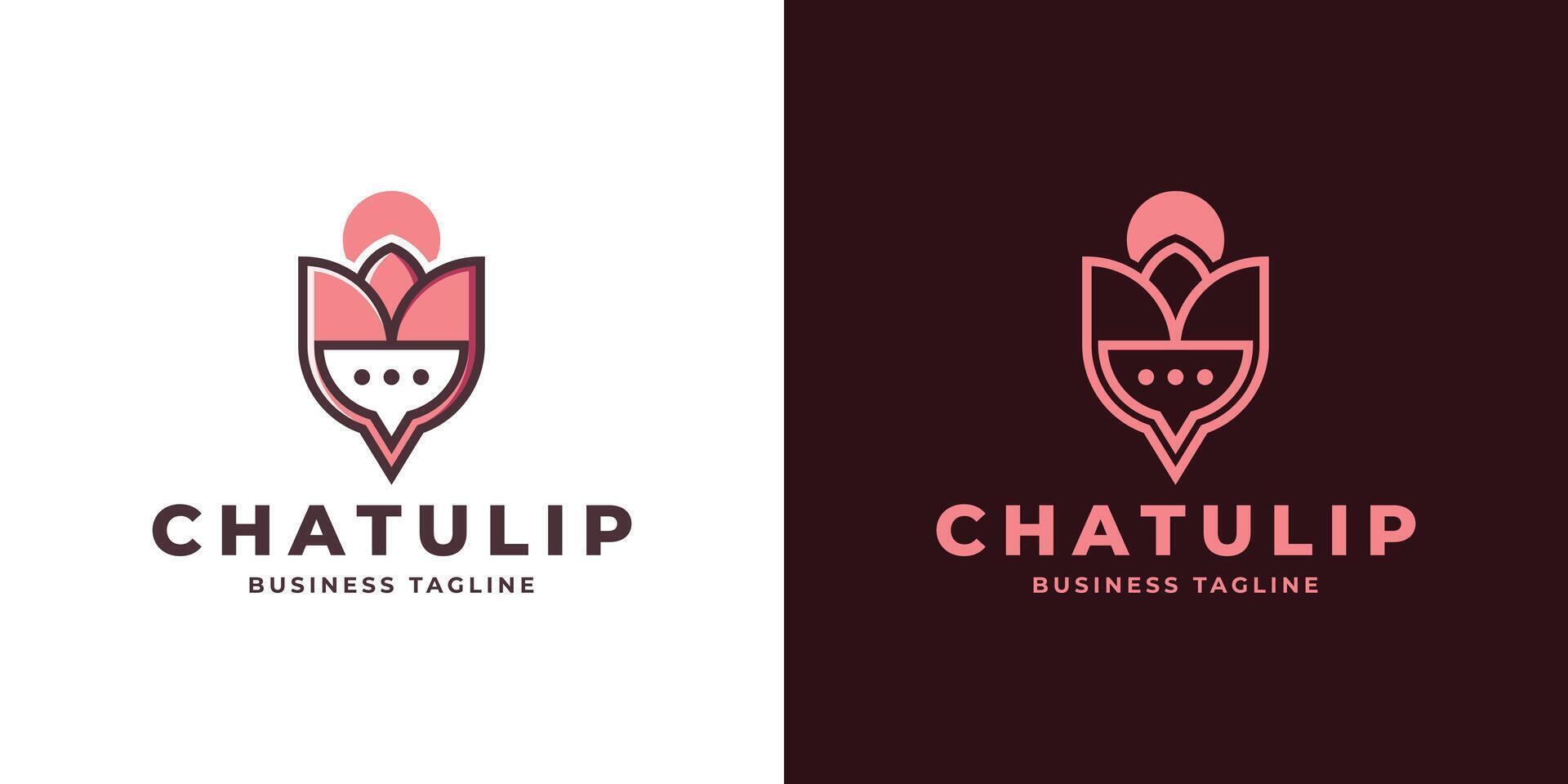 beauty tulip chat logo design vector