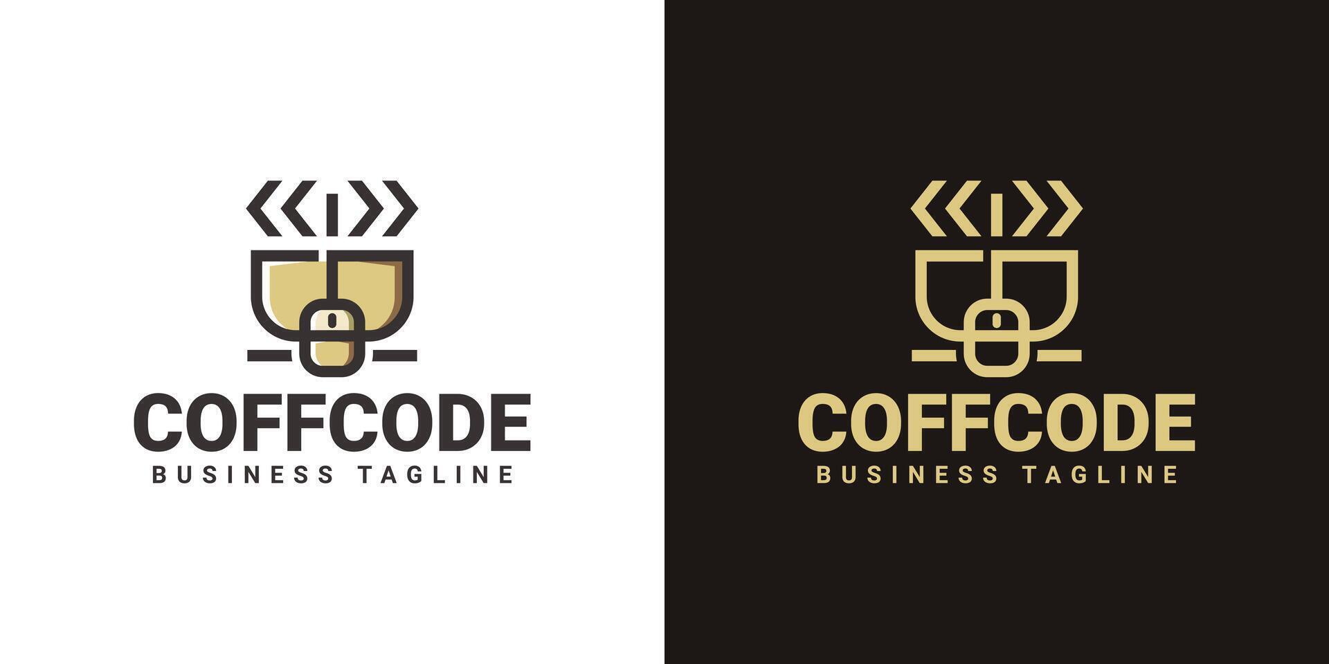 coffee code logo design vector