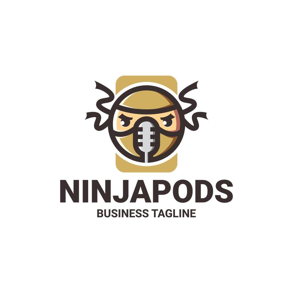 ninja podcast logo design vector