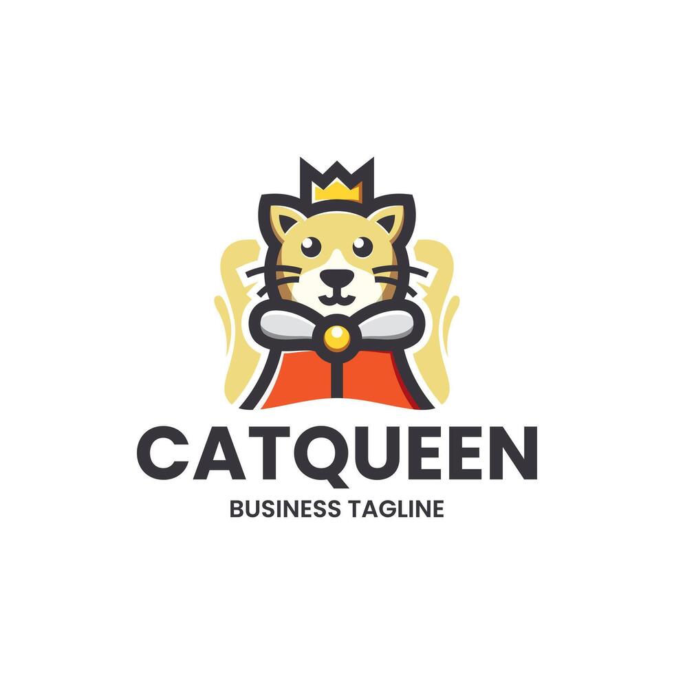 cat queen logo design vector