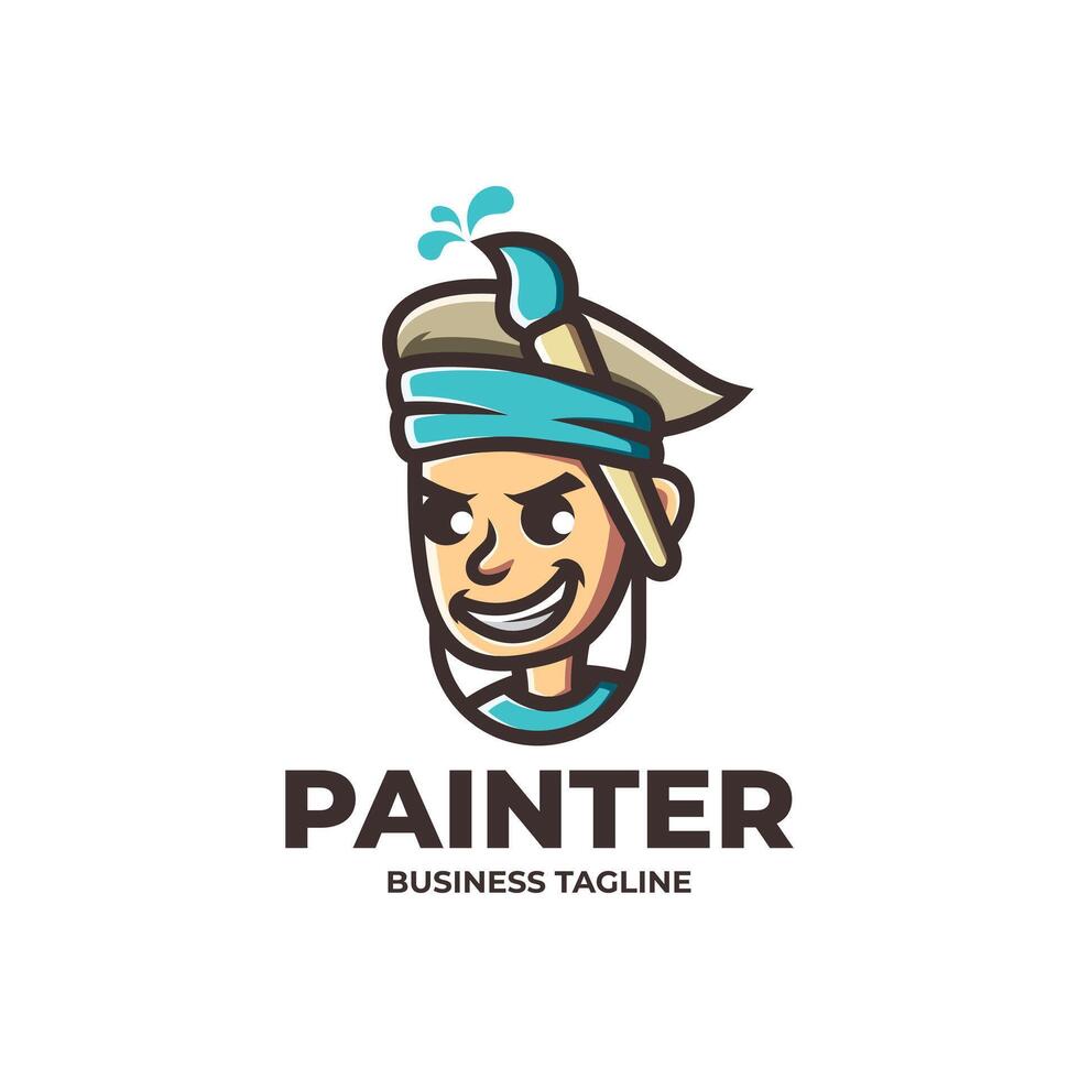 boy painter logo design vector