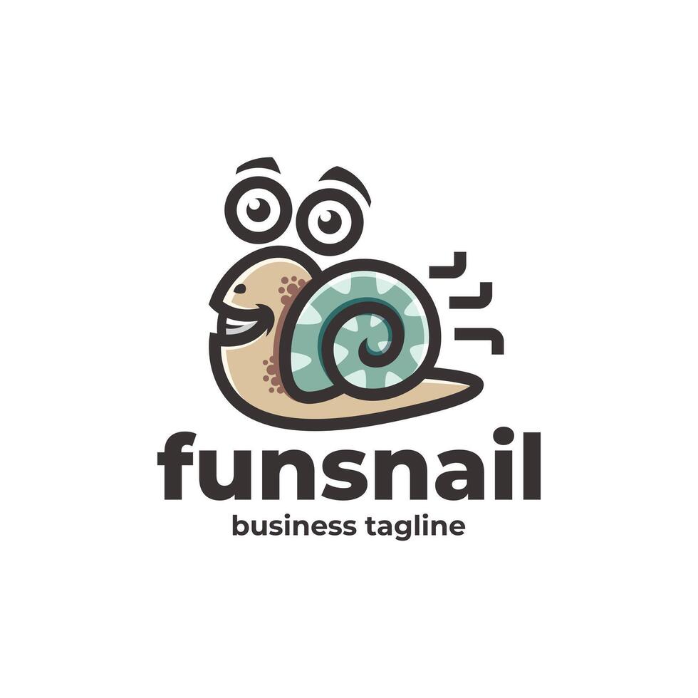 fun snail logo design vector