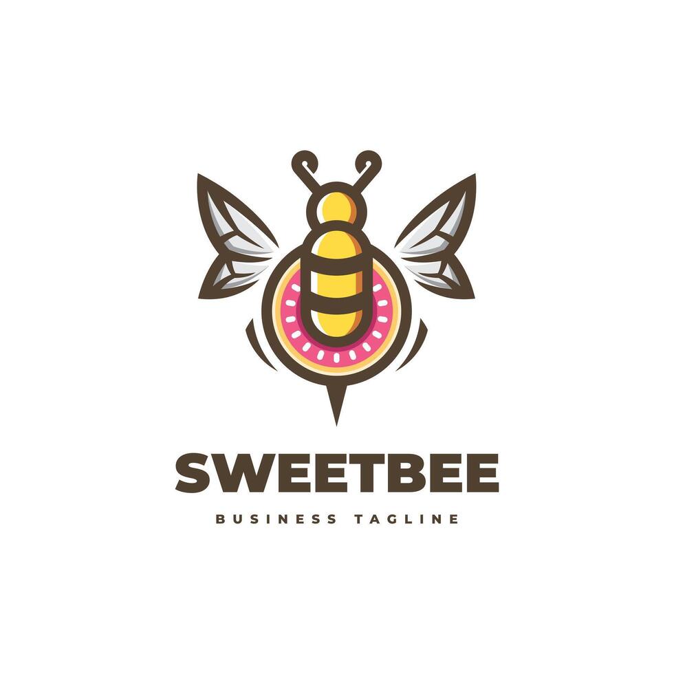 bee and donut logo design vector