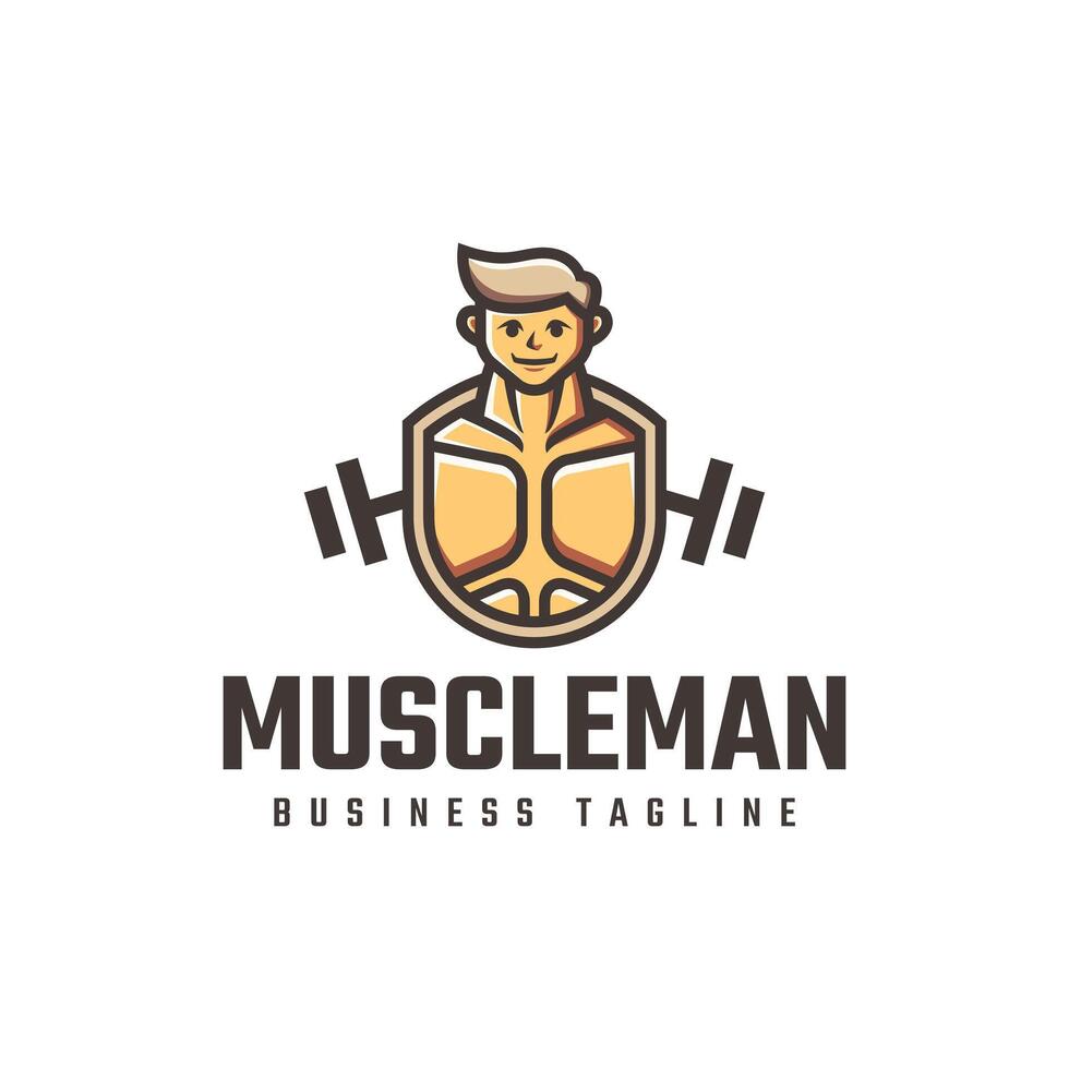 muscle man gym logo design vector