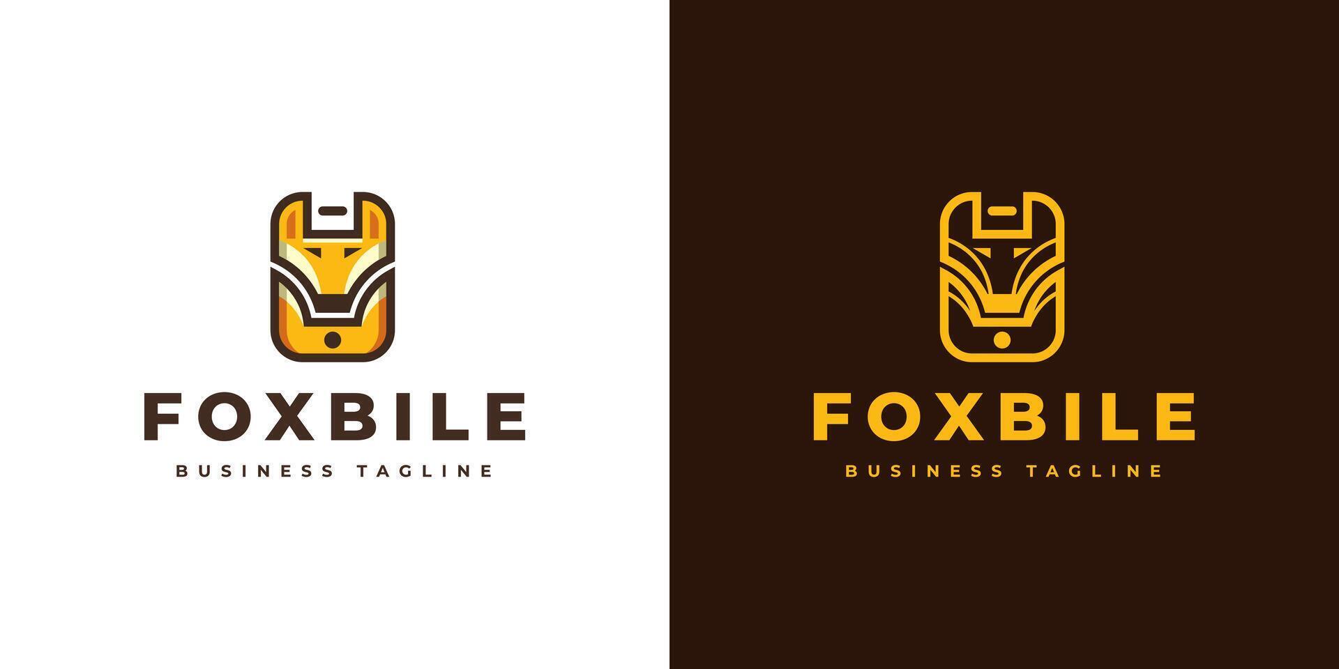 modern fox mobile logo design vector