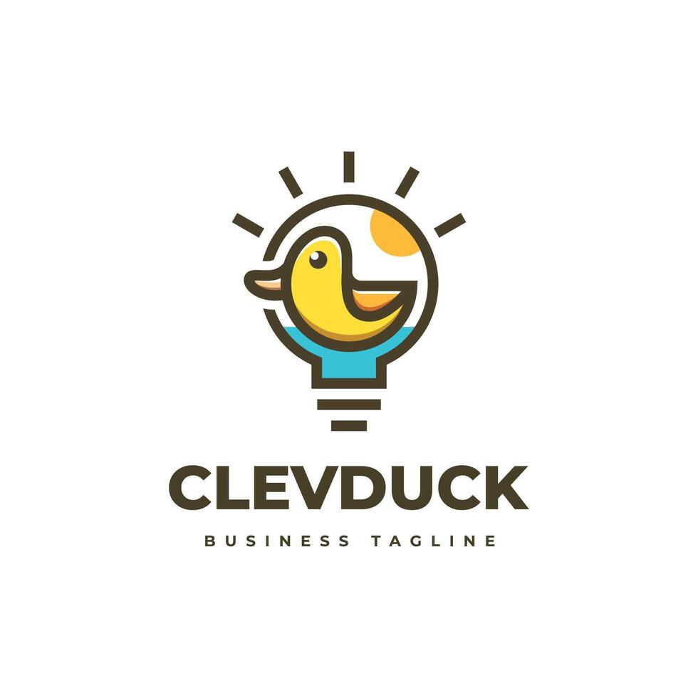 clever duck logo design vector
