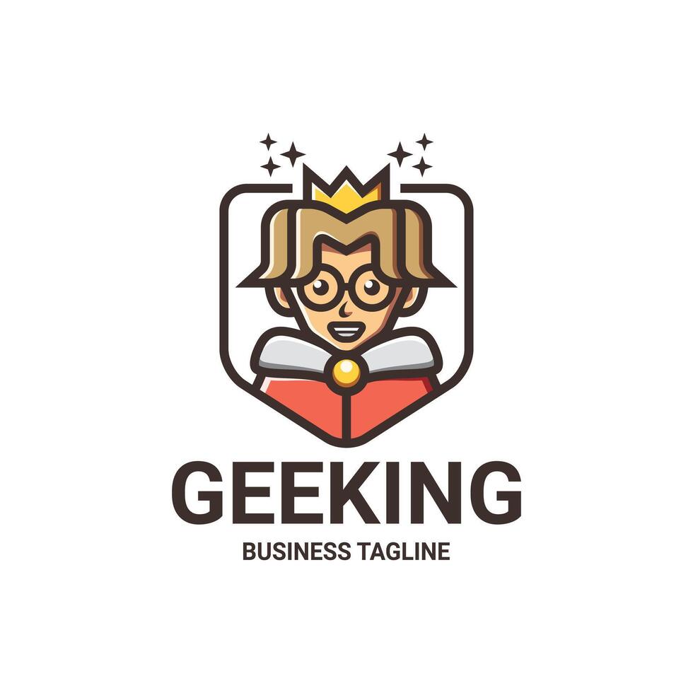 geek king mascot logo design vector