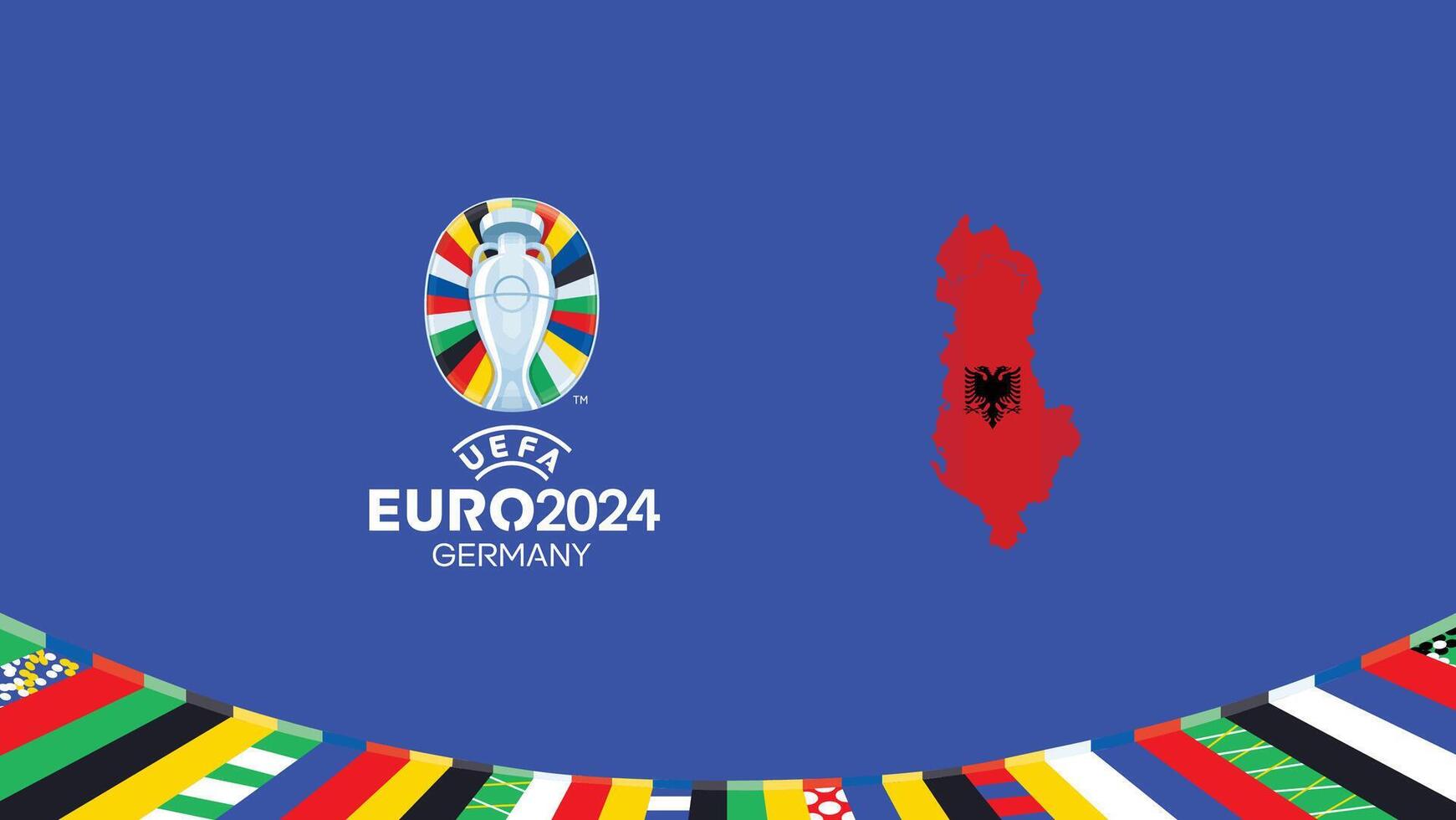 Euro 2024 Albania Flag Map Teams Design With Official Symbol Logo Abstract Countries European Football Illustration vector