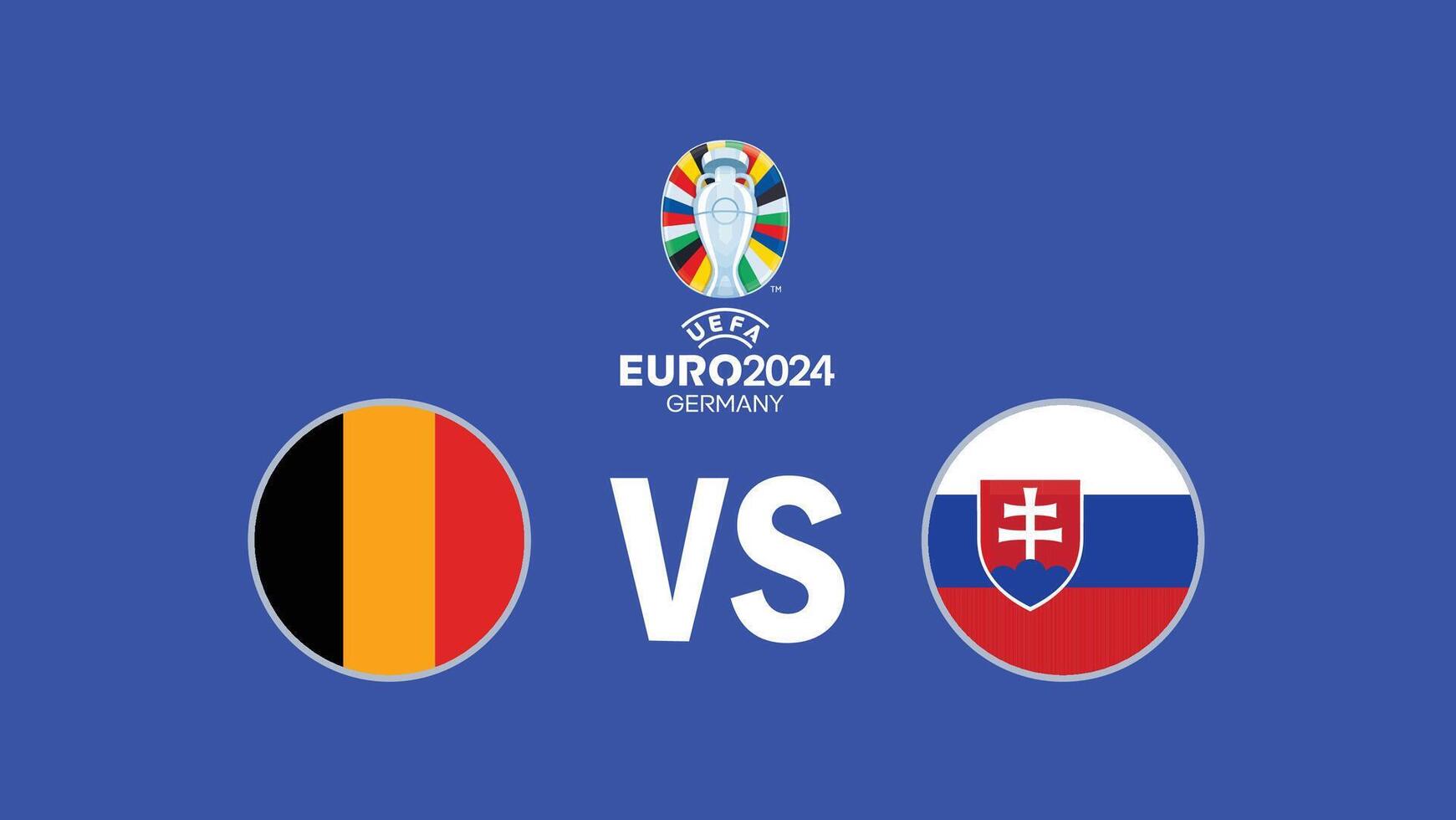 Belgium And Slovakia Match Euro 2024 Design Emblem Flag Teams With Official Symbol Logo Abstract Countries European Football Illustration vector