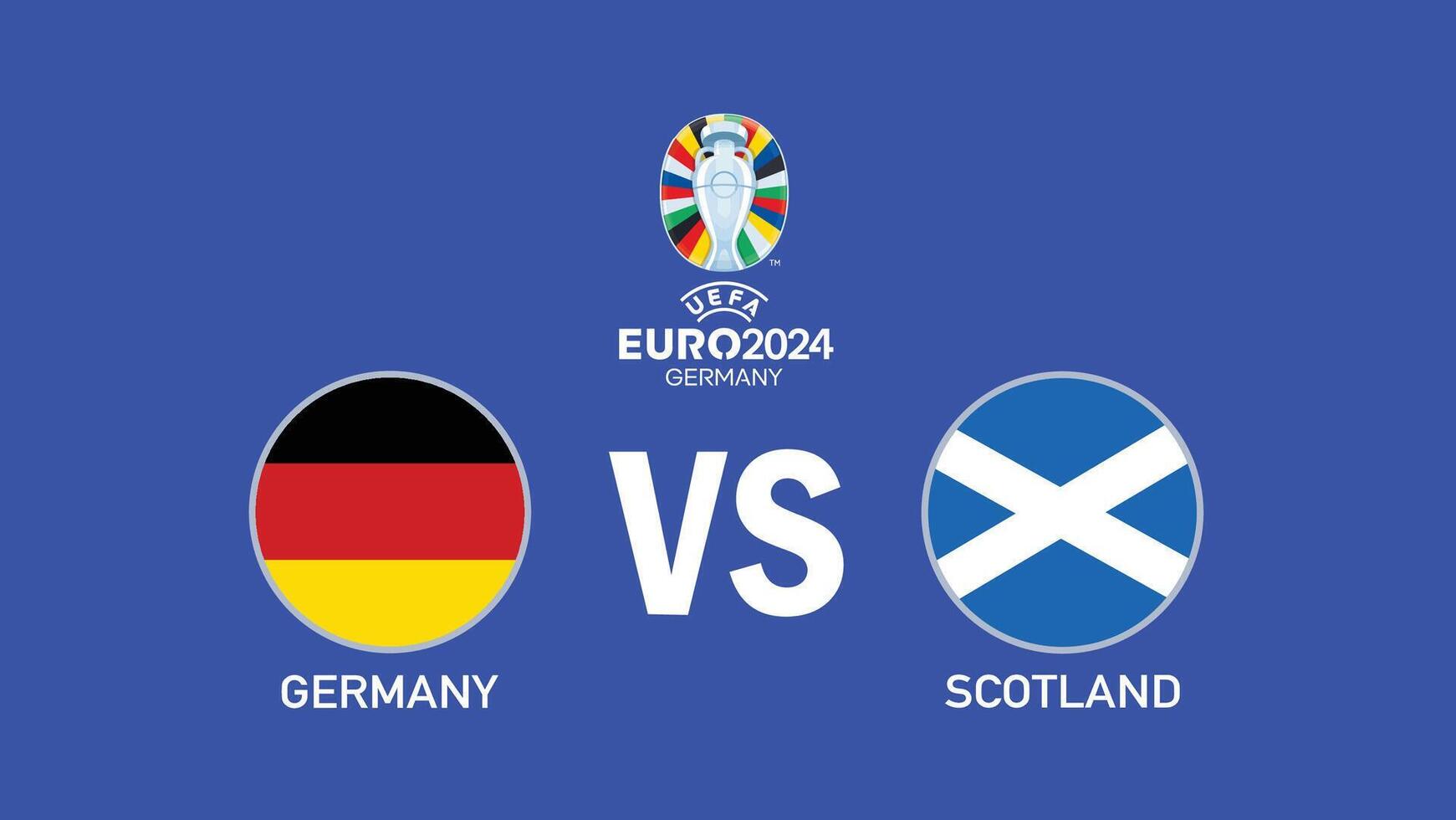 Germany And Scotland Match Euro 2024 Abstract Emblem Flag Teams Design With Official Symbol Logo Countries European Football Illustration vector
