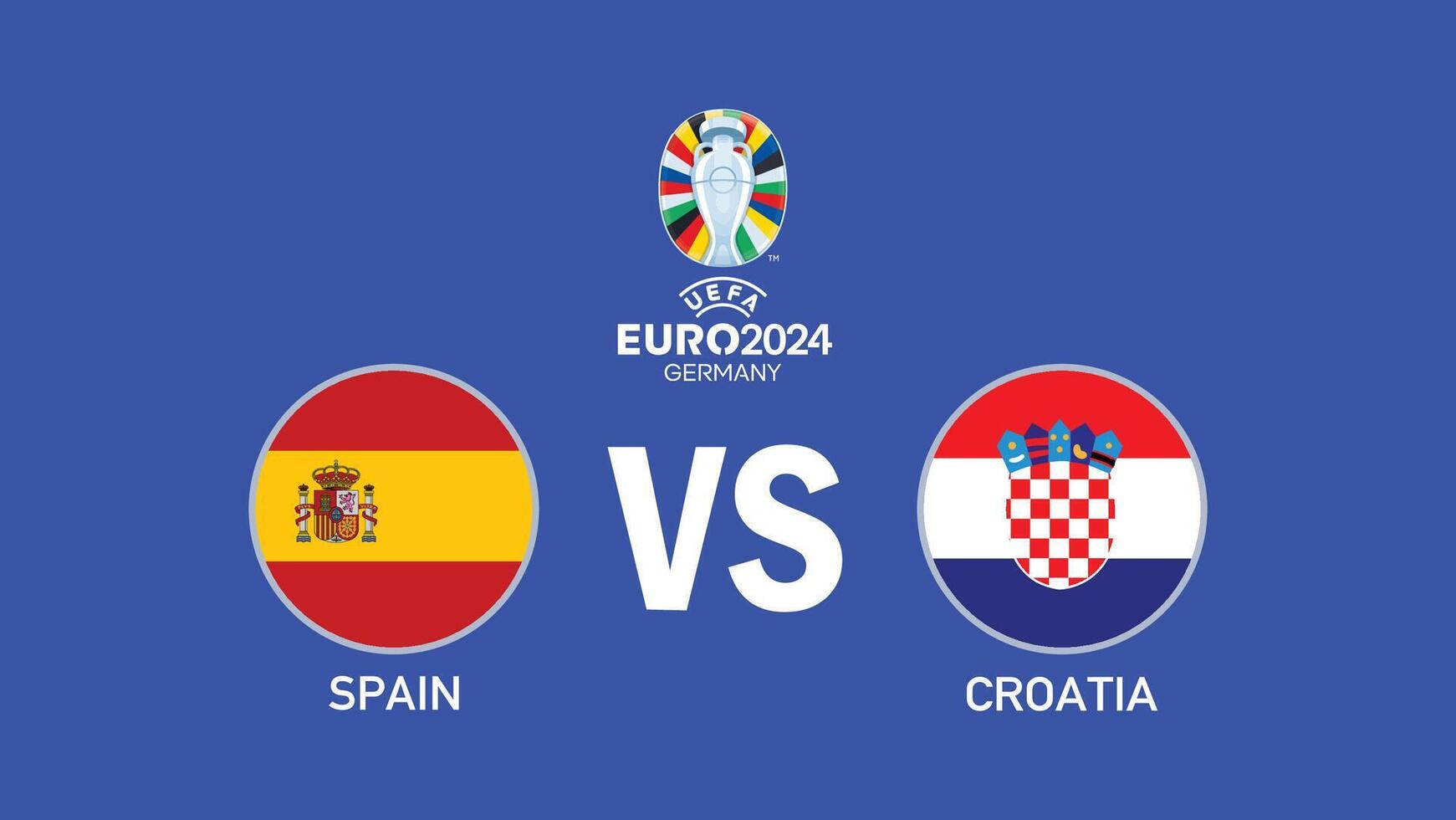 Spain And Croatia Match Euro 2024 Design Emblem Flag Teams With Official Symbol Logo Abstract Countries European Football Illustration vector